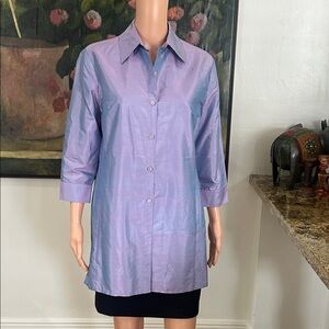 Nora Noh vintage purple iridescent button down silk blouse/tunic